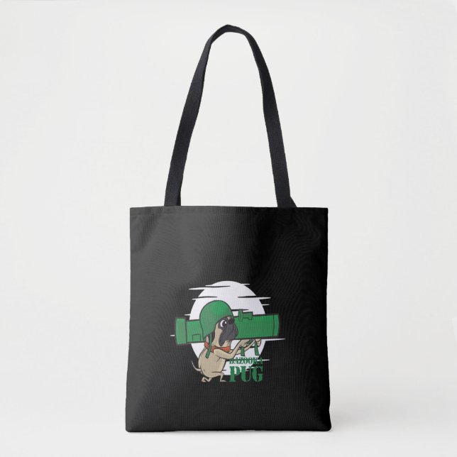 Bazooka Pug Funny Pug Dog Tote Bag (Front)