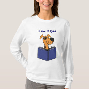BB- Cute Dog Cartoon I Love to Read Shirt
