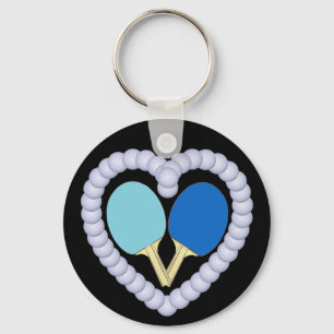 BB Ping Pong Paddle Heart Key Ring
