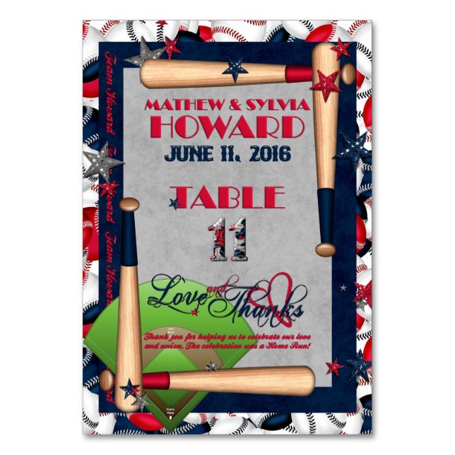 BB Wedding Numbered Table Cards-CUSTOM HOWARD 11 Number (Front)