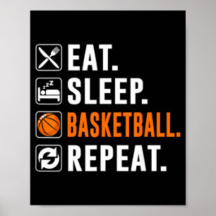 Bball Eat Sleep Basball Repeat Funny Basball Poster
