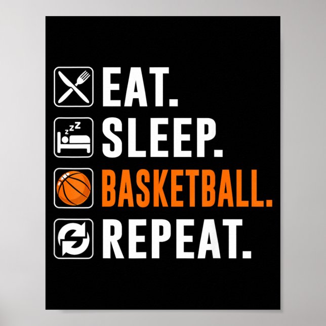 Bball Eat Sleep Basball Repeat Funny Basball Poster (Front)