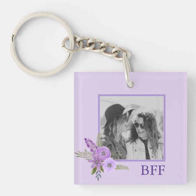  BBF - Personalised Violet Purple Lavender Flowers Key Ring (Front)