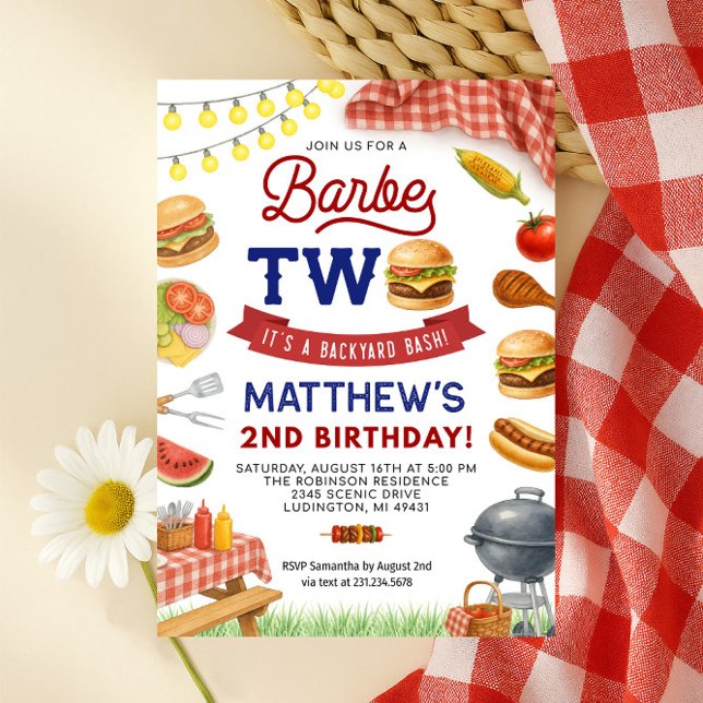 BBQ 2nd Birthday Invitation Summer Grill Birthday (BBQ 2nd Birthday Invitation Summer Grill Birthday)
