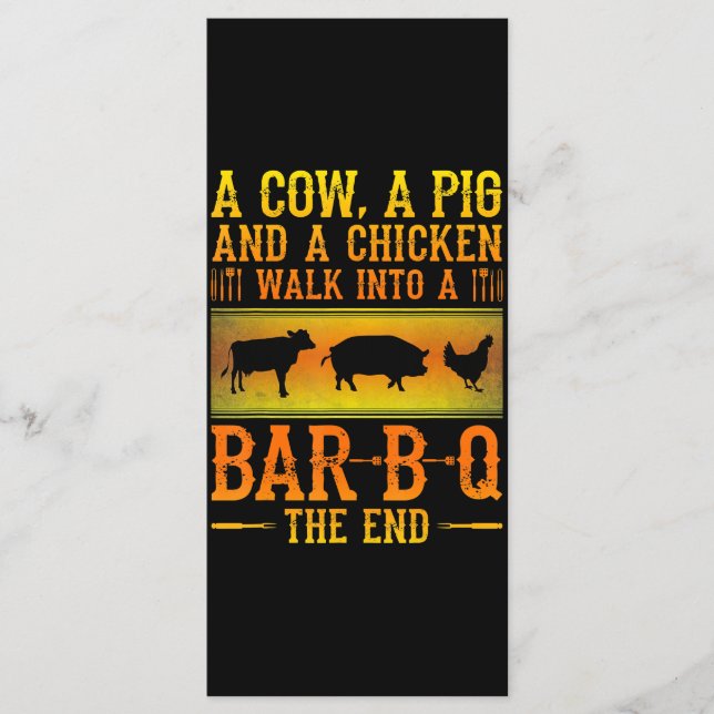 BBQ | A Cow A Pig And A Chicken Walk Into A BBQ Menu (Front)