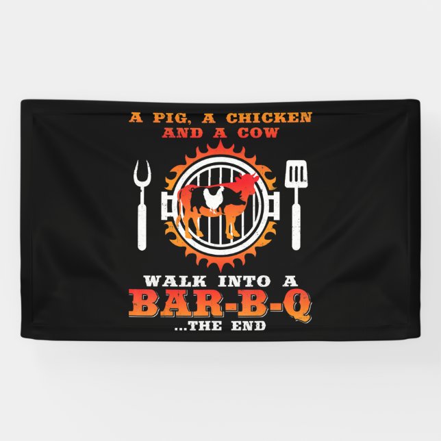 BBQ | A Pig And A Chicken Walk Into A Bar BBQ Banner (Horizontal)