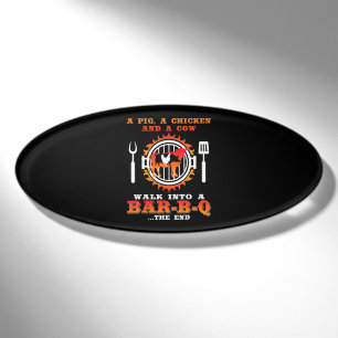 BBQ A Pig And A Chicken Walk Into A Bar BBQ Name Tag