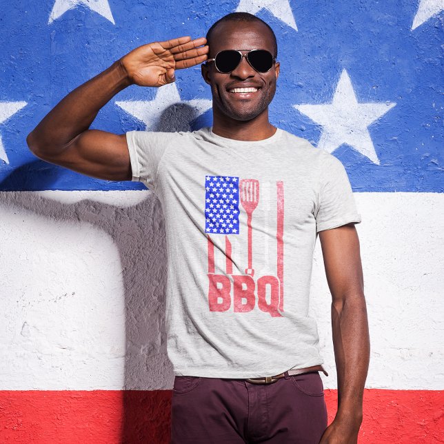 BBQ American Flag Faded T-Shirt (Creator Uploaded)