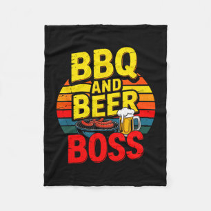 BBQ and Beer BOSS Retro Dad Fleece Blanket