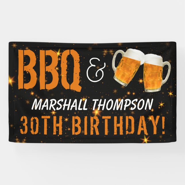 BBQ and Beer, Him Birthday Banner (Horizontal)