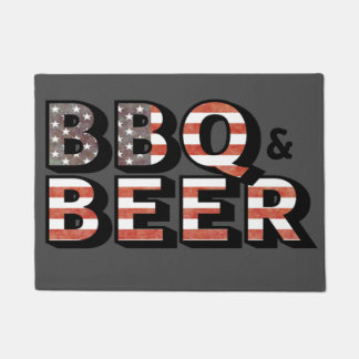 BBQ and beer vintage US flag colour Doormat