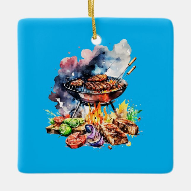 BBQ and grill Ceramic Ornament (Front)