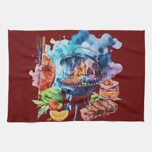 BBQ and grill Tea Towel (Horizontal)