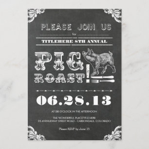 BBQ - ANNUAL PIG ROAST CHALKBOARD RUSTIC INVITATION