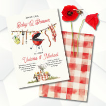 BBQ Baby-Q Baby Shower Gingham clothesline