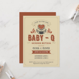 BBQ baby shower, Baby-Q gender reveal  Invitation