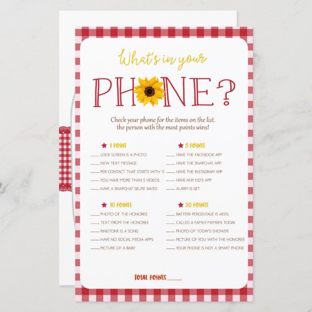 BBQ Baby Shower Games Bingo, Phone Games (Front/Back)