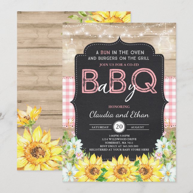 BBQ Baby Shower Invitation Baby Q Couples Shower (Front/Back)