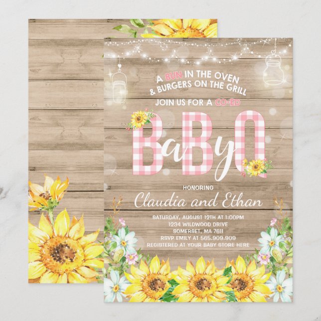 BBQ Baby Shower Invitation Baby Q Couples Shower (Front/Back)
