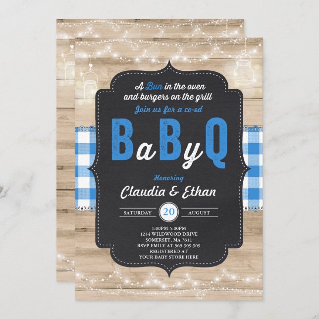 BBQ Baby Shower Invitation Baby Q Couples Shower (Front/Back)