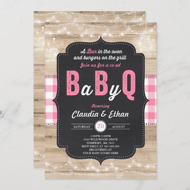 BBQ Baby Shower Invitation Baby Q Couples Shower (Front/Back)