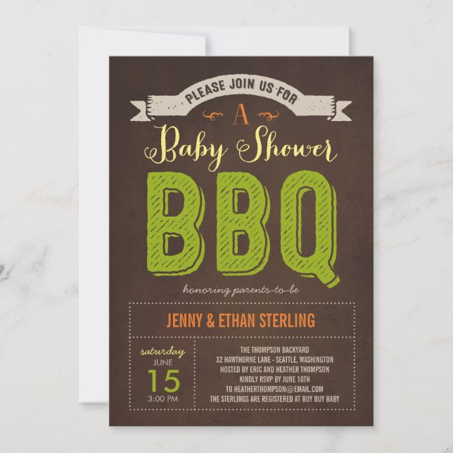 BBQ Baby Shower Invitation - Lime (Front)