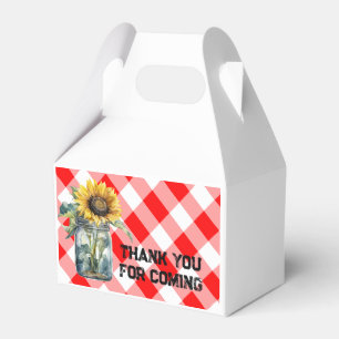 BBQ baby shower red plaid gingham thank you Favour Box