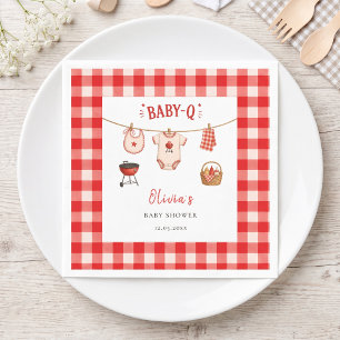 Bbq Baby Shower Rustic Red Gingham Napkin