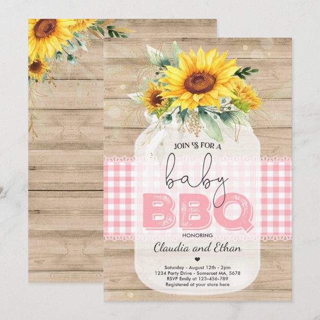 BBQ Baby Shower Sunflower Baby Q Couples Shower Invitation (Front/Back)