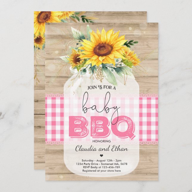 BBQ Baby Shower Sunflower Baby Q Couples Shower Invitation (Front/Back)