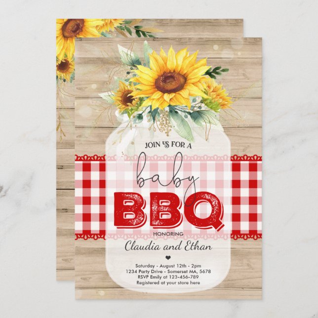 BBQ Baby Shower Sunflower Baby Q Couples Shower Invitation (Front/Back)