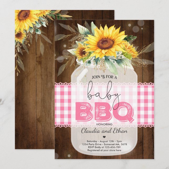 BBQ Baby Shower Sunflower Baby Q Couples Shower Invitation (Front/Back)