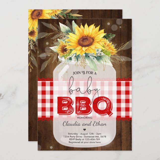 BBQ Baby Shower Sunflower Baby Q Couples Shower Invitation (Front/Back)