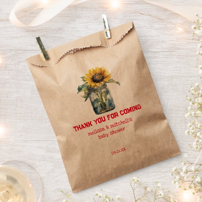 BBQ Baby Shower Sunflower mason jar thank you  Favour Bag (Clipped)