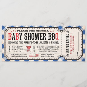 BBQ Baby Shower Ticket Diaper Raffle Invitations