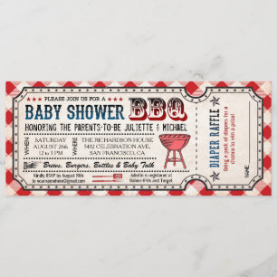 BBQ Baby Shower Ticket Diaper Raffle Invitations