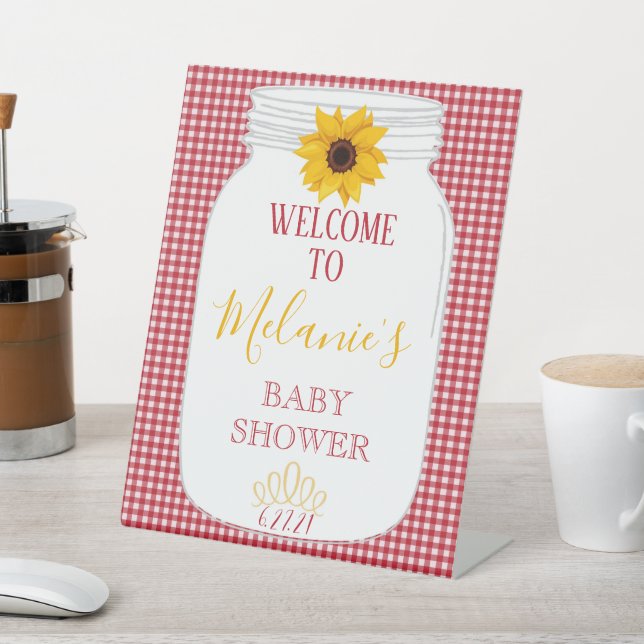 BBQ Baby Shower Welcome Pedestal Sign 8x10 (In SItu)