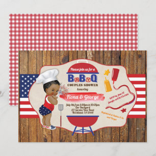 BBQ BaByQ baby boy shower July 4th Invitation