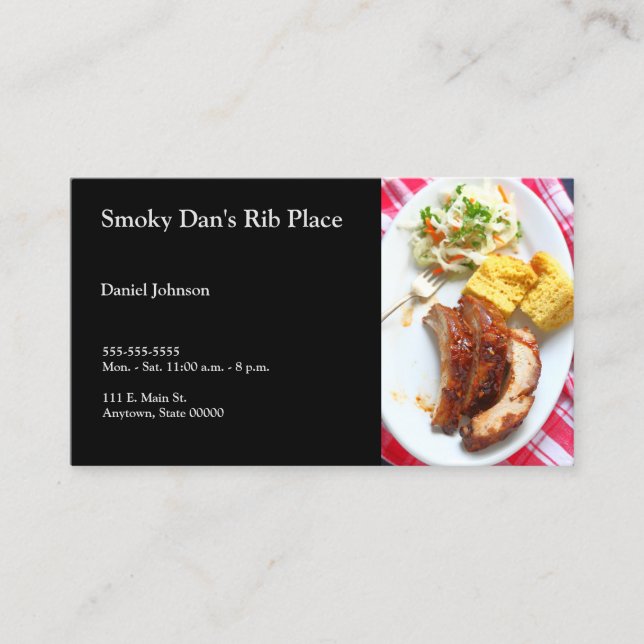 BBQ back ribs on checked cloth Business Card (Front)