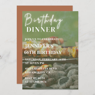 Bbq Backyard Dinner 66th birthday invitations 