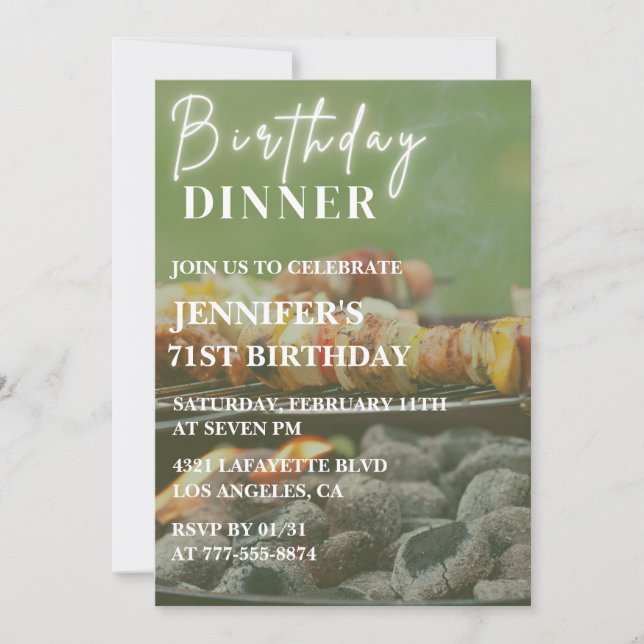 Bbq Backyard Dinner 71st birthday Invitation (Front)