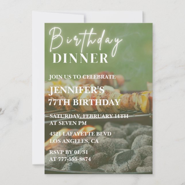 Bbq Backyard Dinner 77th birthday Invitation (Front)