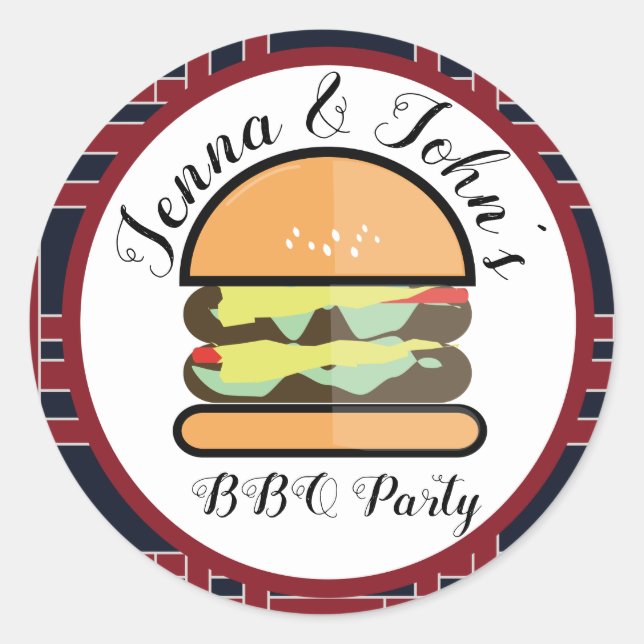 BBQ Barbecue Baby Q Birthday Baby Shower Classic Round Sticker (Front)