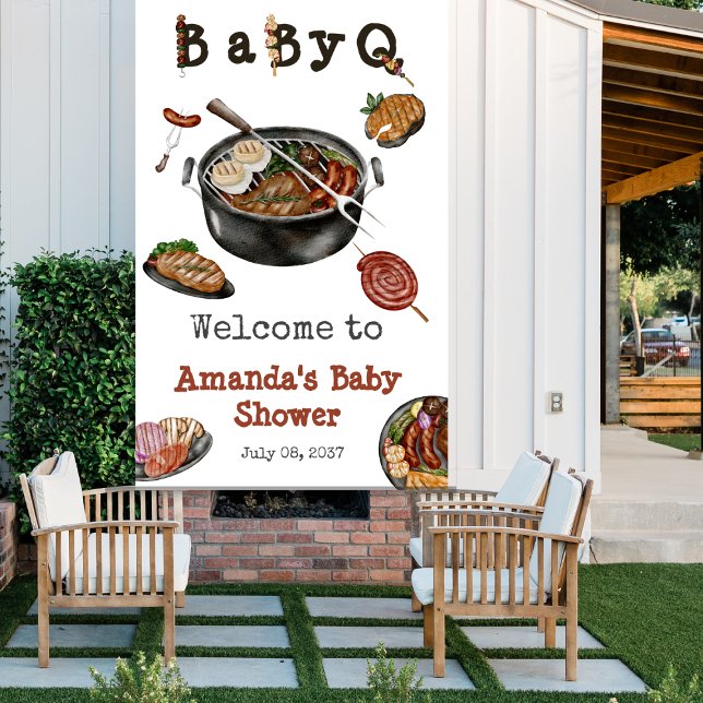 BBQ Barbecue Backyard Party Baby Shower BabyQ Banner (Creator Uploaded)