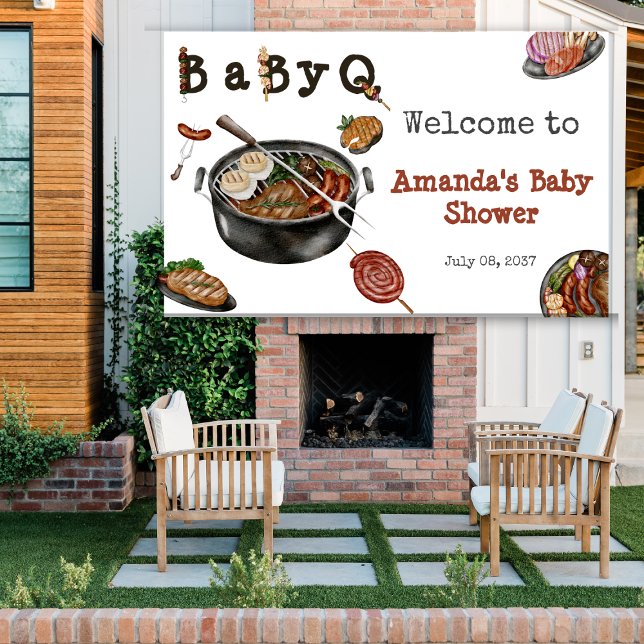 BBQ Barbecue Backyard Party Baby Shower Welcome Banner (Creator Uploaded)