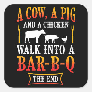 BBQ   Barbecue Bbq Joke Gift Grill Master Chef Square Sticker
