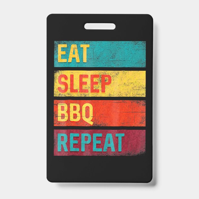 BBQ | Barbecue Grilling Gift eat sleep BBQ ID Badge (Front)