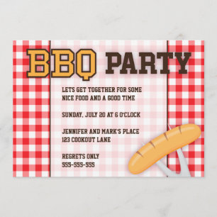 BBQ barbecue party invitation with sausage