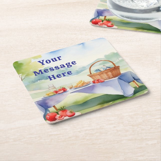 Bbq Barbecue Party  Square Paper Coaster (Angled)