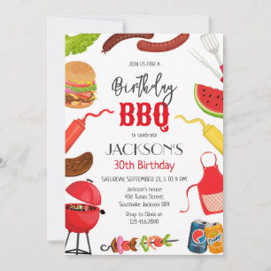 BBQ Barbeque Grill Backyard Birthday Party  Invitation